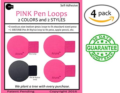 4x Arune Pen Loop (M) 3 Pink, 1 Black - Designed for Moleskine, iPad Pencil, journals, planners, sketchbooks, &amp; more