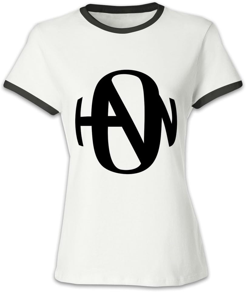 Short Sleeve Hanson Symbol 100% Cotton Contrast Color T-shirt For Women Black M
