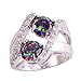 Psiroy 925 Sterling Silver Created Rainbow Topaz Filled Knuckle Ring Band Size 8