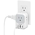 USB Wall Charger, Wall Plug Adapter Outlet Extender, TESSAN 3 Charger Block (1 USB C Port), Multi Charging Station for Cruise, Bathroom, Office, Dorm Essentials