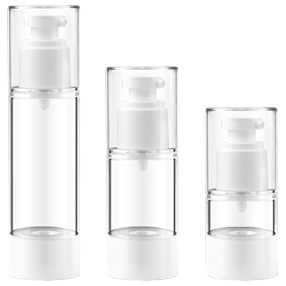 XUEYENST 3Pcs Transparent Airless Pump Bottles Refillable Empty Clear Travel Lotion Pump Containers for Lotion Essence Toner