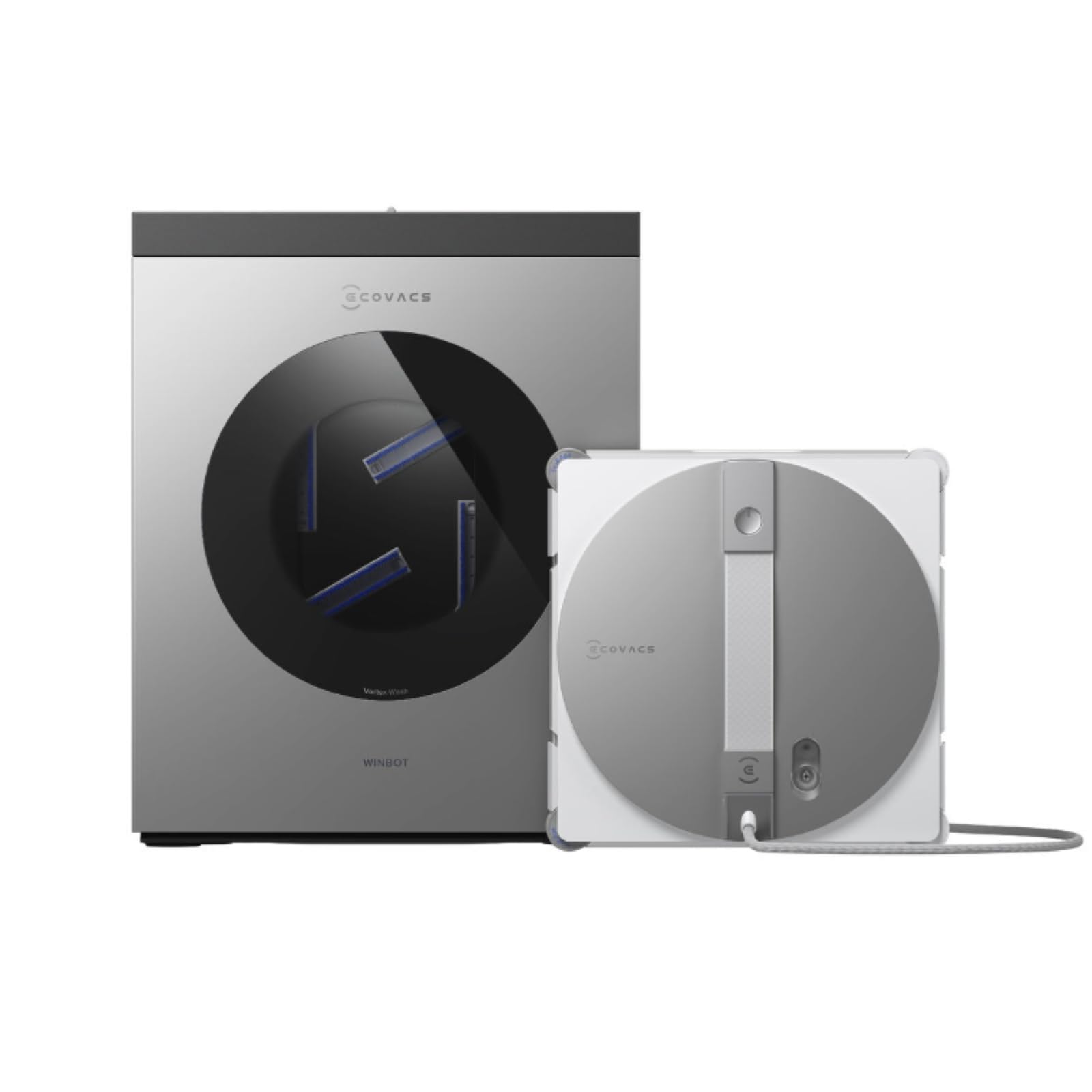 ECOVACS WINBOT W3 OMNI Fensterputzroboter mit Multifunktionsstation, Automatische Reinigung der Wischpads, Intelligente Reinigung entlang der Ränder, Sprühen mit drei Düsen, App-Steuerung