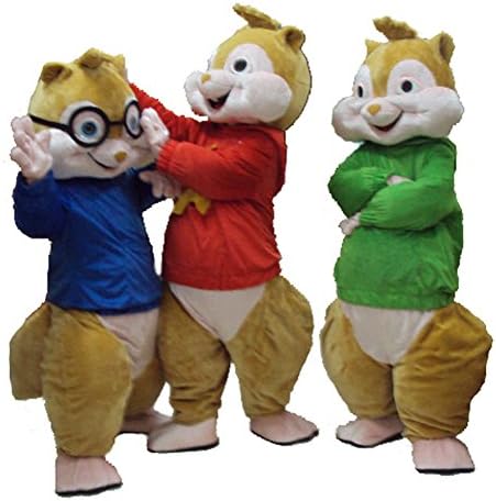 JWUP Lightweight 3 Sets/lot Alvin and The Chipmunks Costume Chipmunk Mascot Costume Halloween Costume - Most Adults