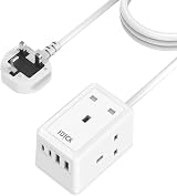 FDTEK 3M Extension Lead USB Slots 3 AC Outlets 4 USB 13A 3250W Wall Mount view 1