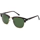 Pro Acme UV400 Semi-Rimless Square Sunglasses for Men Women - 100% Real Glass Lens,Anti-Glare for Driving