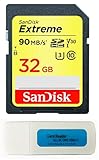 SanDisk 32GB Extreme Memory Card works with Panasonic Lumix ZS50, FZ80, DMC-LX10K, G7, DMC-TS30A,DC-ZS70S, GX85, DMC-FZ70 Digital DSLR Camera SDHC 4K V30 UHS-I with Everything But Stromboli Reader