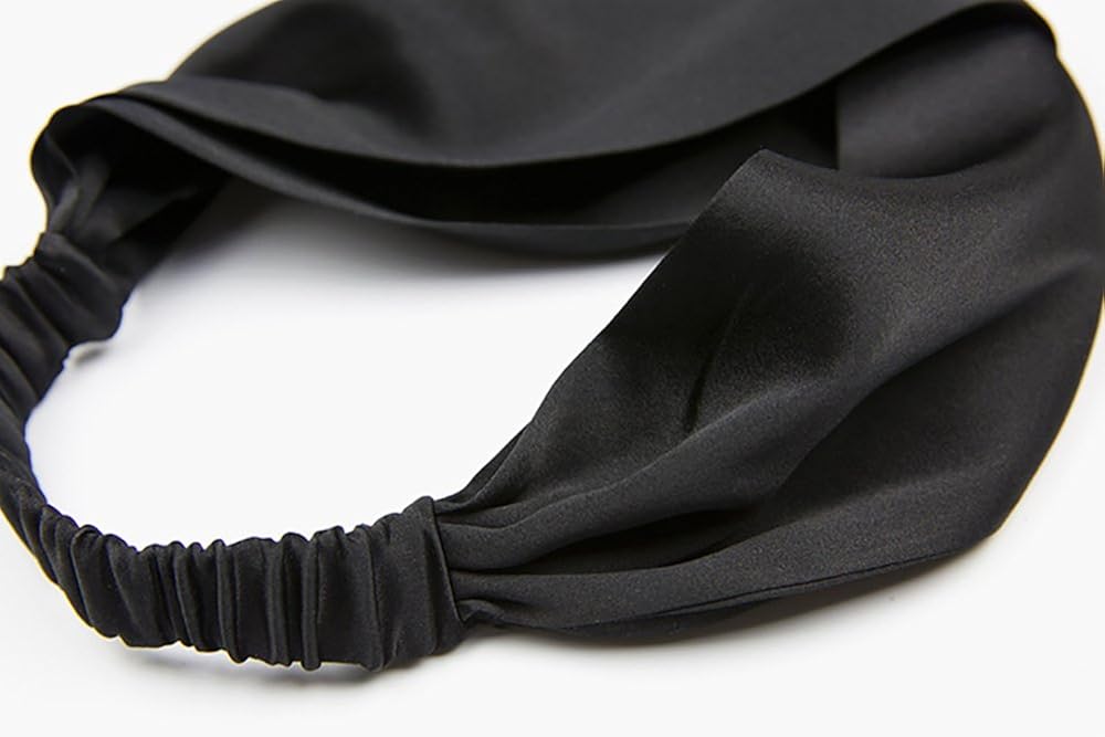 LSHARON 100% Mulberry Silk Women Elastic Hair Headband Hair Accessories Turban Headbands Twisted (Black) - Image 5