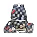 Moonwind Polka Dots Bow 3pcs Kids Book Bag School Backpack Handbag Purse Set for Girls Teen (Navy)