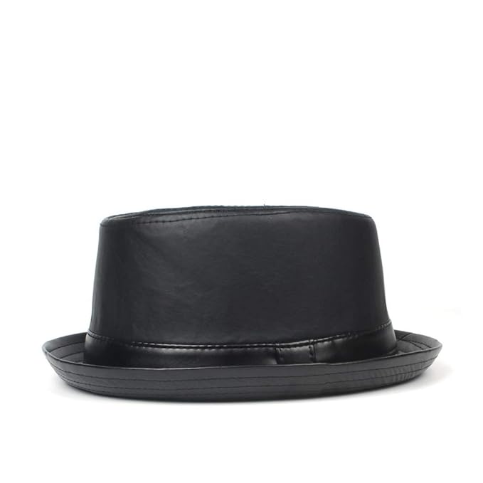black leather pork pie hat