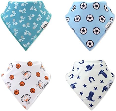 BabiesAmour Bandana Baby Bibs, Extra Soft and Quickly Dry, 4 Pack Gift Set for Boys and Girls (Style 7)
