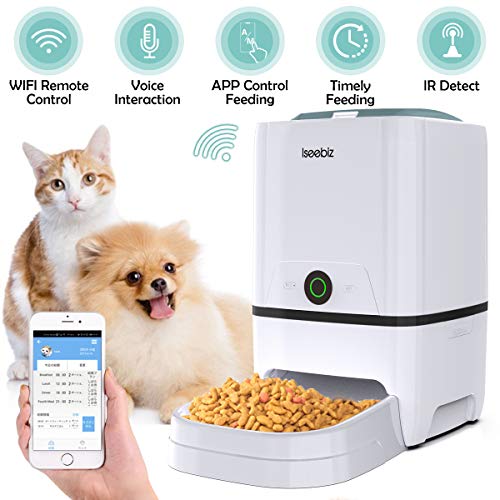 SEISSO Automatic Cat Feeder with WiFi App Remote Control Feeding, 6 Liter Dog Food Dispenser with Timer Programmable, Portion Control, Voice Recording, IP Detect, up to 8 Meals a Day for Pet Feeding