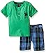 U.S. Polo Assn. Baby Boys' Cotton Slub Henley and Plaid Short, Multi Plaid, 12 Months