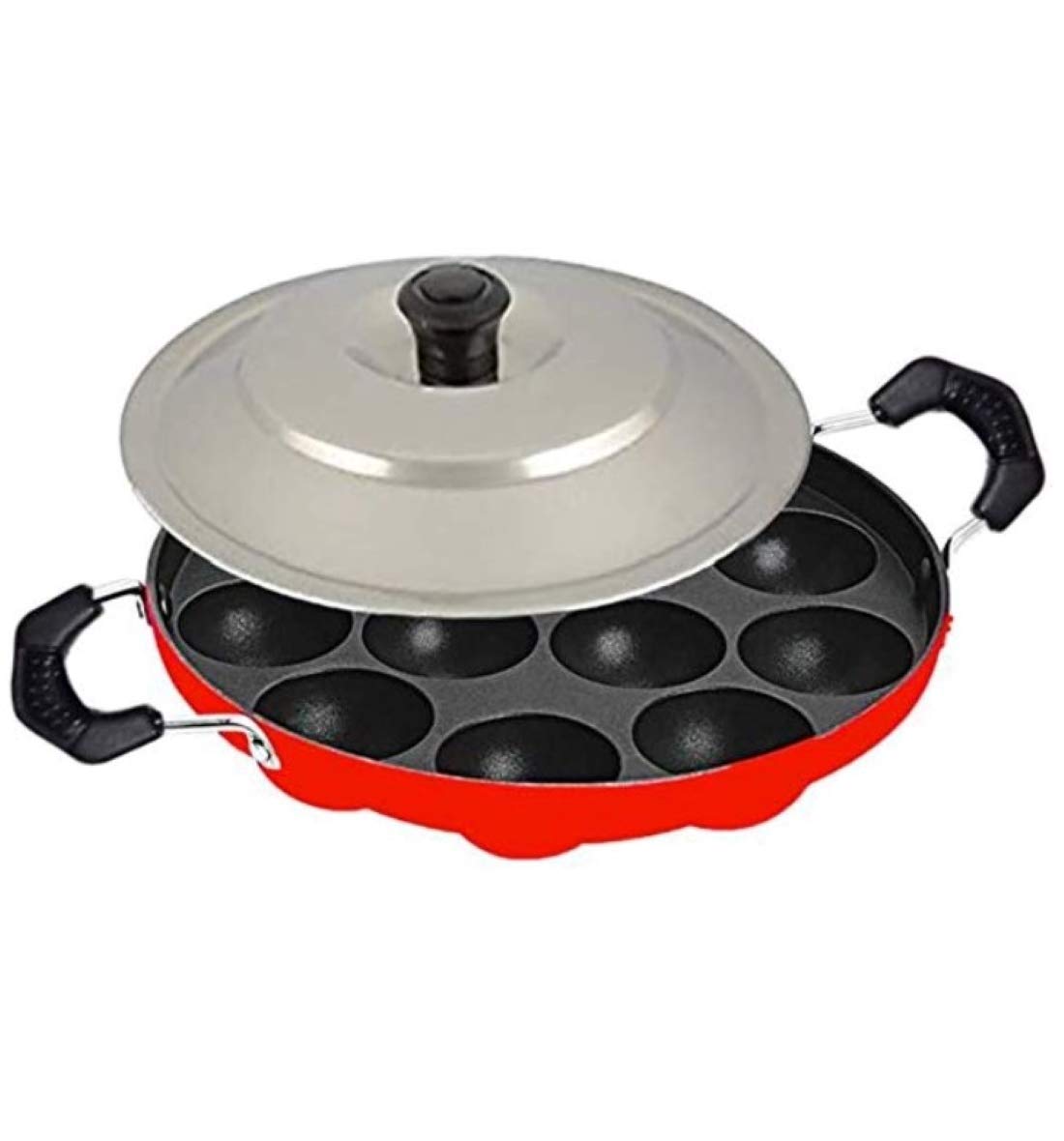Buy L.K. RAM Non Stick Appam Patra with Lid, Red (Paniyarrakal