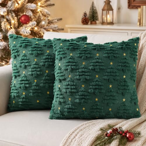 decorUhome Christmas Tree Dark Green Throw Pillow Covers 18x18 Set of 2 at Amazon