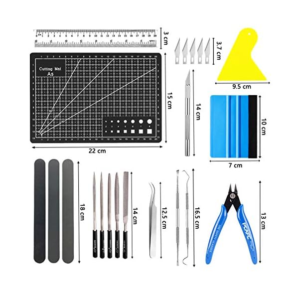 X SIM FITNESSX 22 StÃ¼ck DIY Bastelwerkzeug Basic Tools Werkzeuge Kraft Handwerk Set Feilen Werkzeuge Set fÃ¼r Auto Modellbau DIY Reparatur Fix Kit Specksteine Gundam Modell Werkzeuge – Bild 3