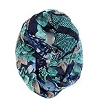 Scarfand's Romantic Rose Print Lightweight Infinity Scarf Wraps (Romantic Navy)