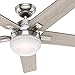 Hunter 54in Brushed Nickel Contemporary Ceiling Fan with Cased White LED Light Kit and Remote Control (Renewed)