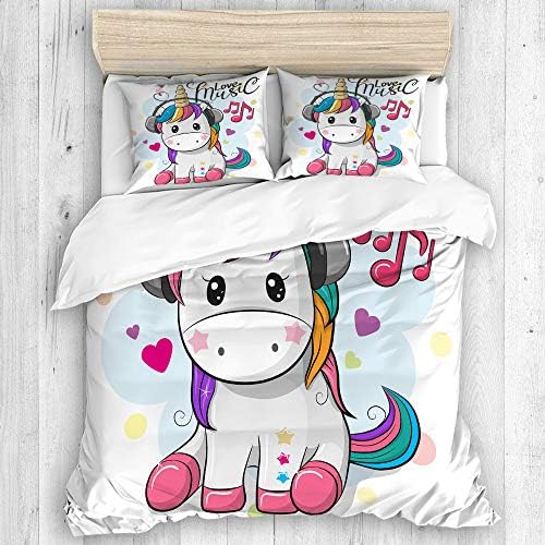 Nr 布団カバー シングル4点セット かわいい漫画ユニコーンと青色の背景にフクロウ 枕カバー 掛け布団カバーあったか おしゃれ かわいい柔らかい肌に優しい B0868fgj7b 3 360円 人気海外一番 100 品質保証 全品送料無料 即日出荷 Sale開催中