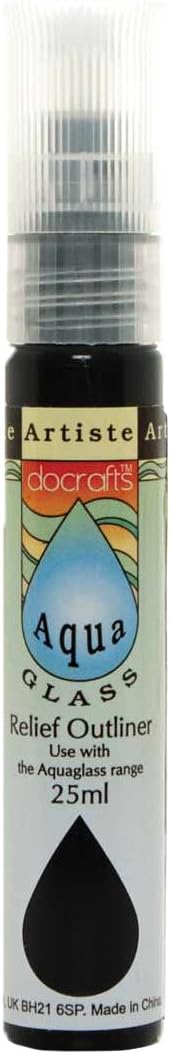 Docrafts Artiste 25ml Aquaglass Relief Outliner Black UK Made Craft Art