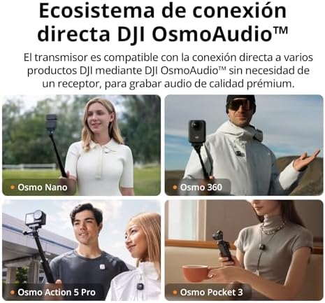 DJI Mic 2 (2 TX + 1 RX + Estojo de carregamento), tudo em um, microfone sem fio, cancelamento de ruído inteligente, gravação interna flutuante de 32 bits, microfone para iPhone e Android