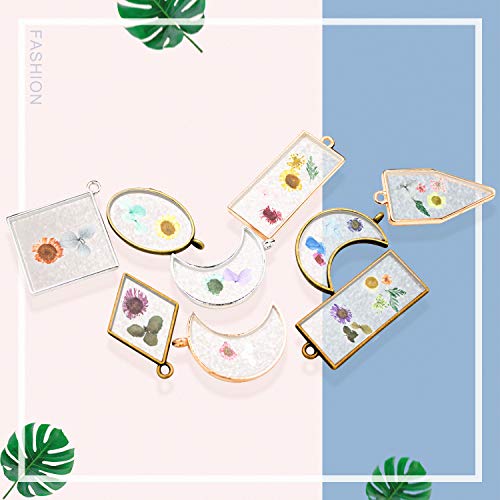 3 Boxes Natural Real Dried Flower Dry Flowers Nail Stickers Colorful with 30PCS Hollow Bezel Trays, Tweezers, for Epoxy Resin Casting Molds, Nail Art, DIY Making Craft, Nail Decals (Set 1)