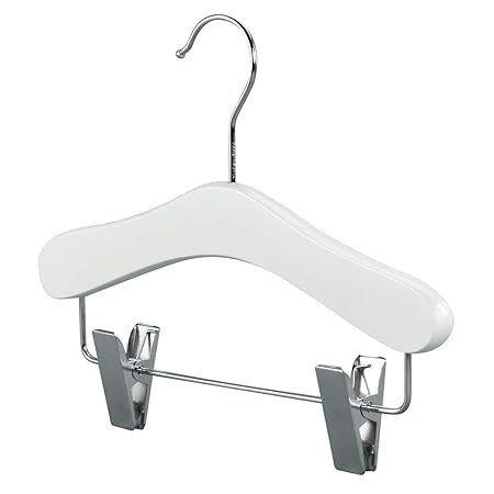 Hangerworld 12 hochwertige Holz Kleiderbügel mit Klemmen für Baby- und Kinderkleidung - WEISS ca. 25 cm
