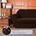 SUBRTEX Stretch Loveseat Sofa Slipcover 2 Piece Sofa Cover 2 Seater Soft Couch Slipcover Washable Furniture Covers, Jacquard Fabric Small Checks(Chocolate,Loveseat)