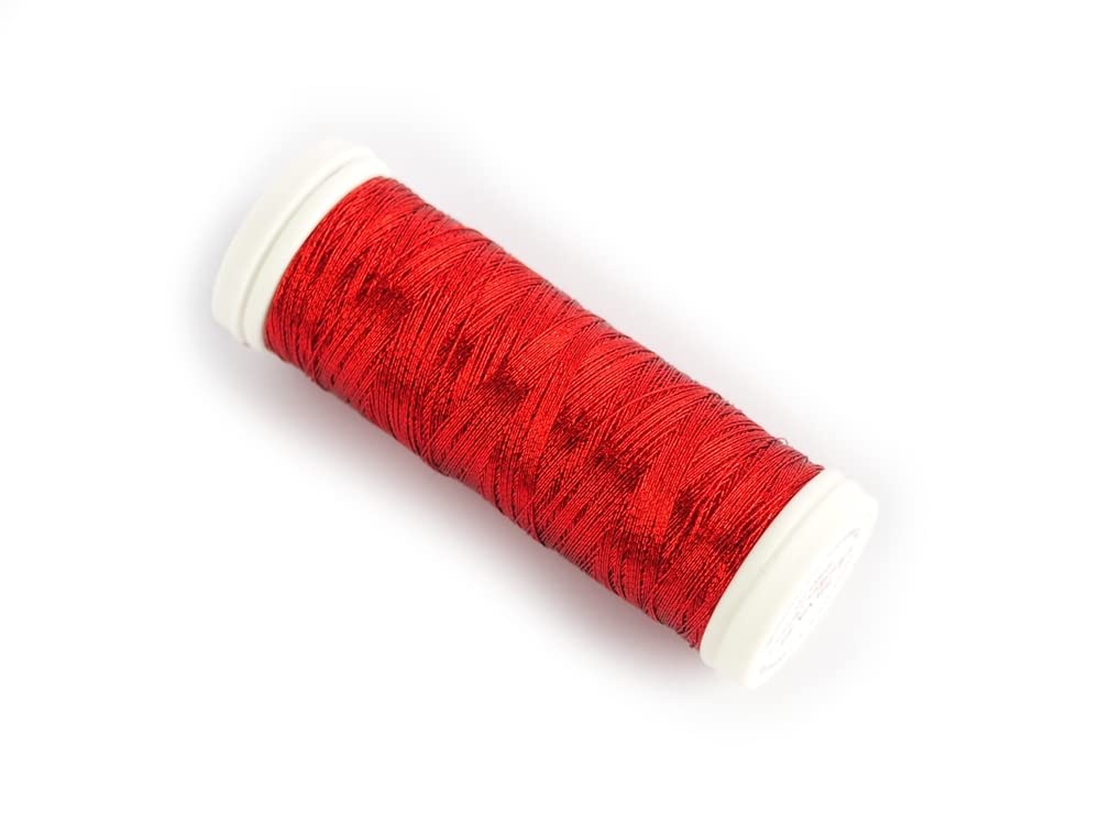 Ariadna Metallic Embroidery Thread Silva 273yd / 250m Cross Stitch Bobbin Lace Machine Embroidery Handmade 200 dtex (Red)