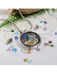 Jolin - Colgante con medallón de memoria flotante, diseño de corazón