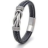SeiMios Infinity Knot Bracelet for Men Punk Cuff Bangle Wristband Leather Bracelet Jewelry for Him