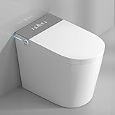 WinZo 23" Compact Smart Toilet with Bidet Seat Built-in For Small Bathroom, Auto Flush, LED Night Light,Heated Bidet with Warm Air Drying (White with Grey Panel)
