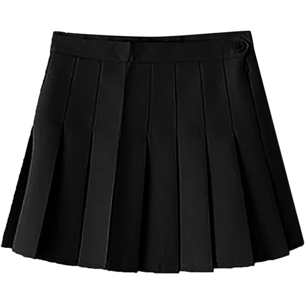 Vrtige Women's High Waist Zipper Flare Mini Skirt – Black A-Line Skater Skirt, Small, Casual Vintage Style