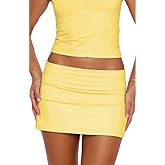 Yuemengxuan Fold Over Sexy Mini Skirts for Women Y2k Girls Low Rise Bodycon Cute Micro Skirts Skinny Pencil Short Party Skirt