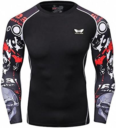 Men Compression Tight Skin Shirt Long Sleeves 3D Prints Rashguard Fitness Base Layer Weight Lifting Male Tops Wear 15 XXL
