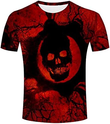 Jiacool Creative 3D T Shirt Black Red Skull Printed Graphic Casual Men Tees Top 3XL