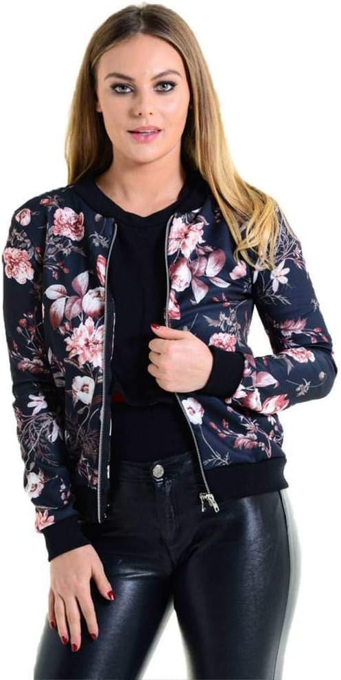 Ladies Long Sleeve Butterfly Bomber Mermaid Rainbow Fish Scale Metallic Summer Floral Festival Party Jacket Animal Print Zip Up Top Size 8-22