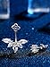 Sumind 2 Pairs Ear Jacket Crystal Ear Cuffs Leaf Feather Earrings Stud Earring, Silver and Rose Gold