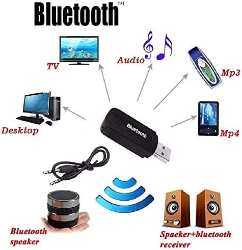 BOKA® USB Wireless Music Audio Bluetooth Receiver,Dongle 4.0 USB Adapter Hands-Free Dongle Kit for Speaker, Car Music System, Home Theater Compatible with All Mobile & Laptops - Black