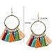 Tassel Earrings Boho Chic Drop Dangle, Brass Hoop and Rainbow Tassel Women Girls Jewelry for Casual Wear or Formal Dress
