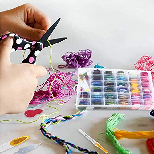 Embroidery Floss Cross Stitch Threads-108 Colors Friendship Bracelets Floss with Organizer Storage Box Embroidery Thread Bracelet String Embroidery Kit and 38 Pcs Cross Stitch Tools