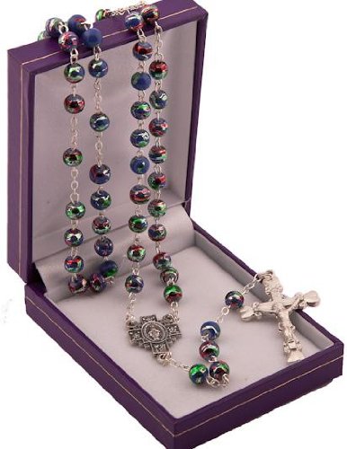Purple Metallic Rosary Beads. Hand made Rosary. Rosaries Made by Hand. Multi Coloured Rosary Beads.