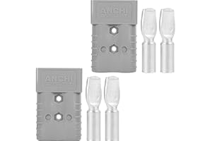 ANCHIMSR 350A Forklift Battery Connector 2/0 AWG Gray 350A 600V Plug, Jumper Cable Plug Connect/Disconnect for Recovery Winch, Towing Systems (2PCS 350A Gray)