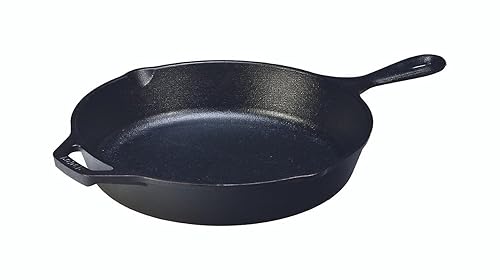 Lodge 10.25 Inch Cast Iron Skillet – Pre-Seasoned Frying Pan with Teardrop Handle – Oven, Stovetop, Grill & Campfire Use – Made in USA – Durable, Non-Toxic, Even-Heating Cookware – Black