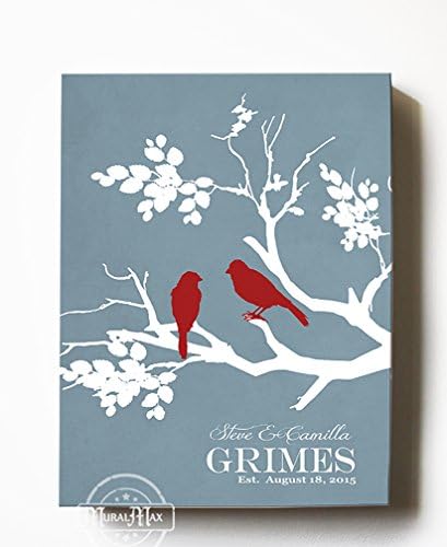 MuralMax Personalized Family Tree Branch - Stretched Canvas Wall Art - Wedding &amp; Memorable Anniversary Gifts - Unique Wall Decor - Color - Blue - 30-DAY - Size 20 x 24