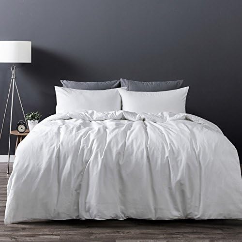 Dreamaker Luxury Soft 100% Washed Cotton Linen Quilt Duvet Cover Bedding Set w/ Pillowcase (King, Pink)