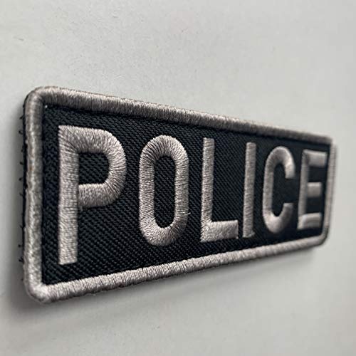 uuKen Small Subdued Gray Grey Embroidery US Police Vest Morale Patch 4x1.4 inch Back with Hook Fastener for Law Enforcement Police Tactical Vest Jacket (Gray, Regular 4"x1.4")