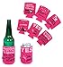 Can Beer Cooler - Pack of 6 Cans Drink Beverage Soda Bottle Ice Cold Coolie Insulator - Hen Bachelorette Party Funny Joke Gag Gift Set - Pink
