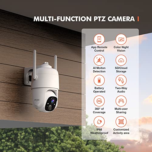 Dzees 2K Security Cameras Wireless Outdoor WiFi, Siren Alarm Spotlight