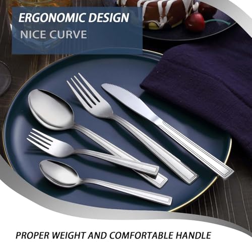 Hunnycook Silverware Set for 12-60PCS Stainless Steel Silverware Set, Include Fork Knife Spoon Set, Mirror Polished, Dishwasher Safe, Cutlery Set for Home Kitchen Restaurant