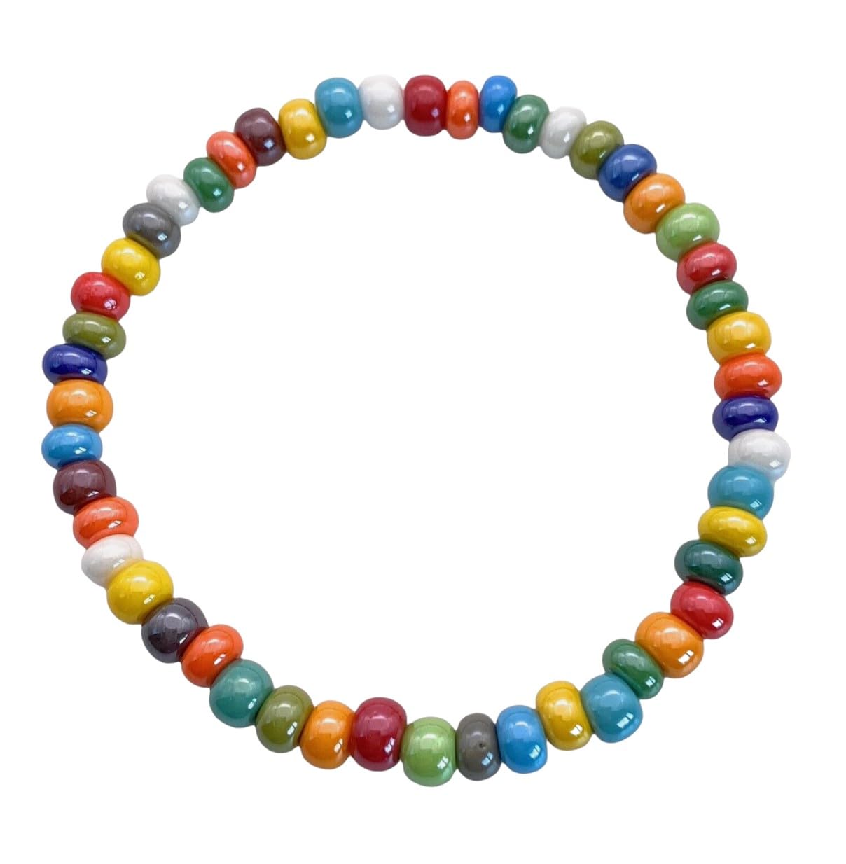 Murano Glass Rainbow Beaded Bracelet, Elasticated Stretch Multi-Coloured Bracelet (Multi 5mm)